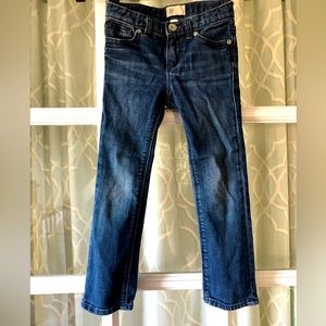 Baby Gap size 4T skinny jeans - dark blue with some light knee wear